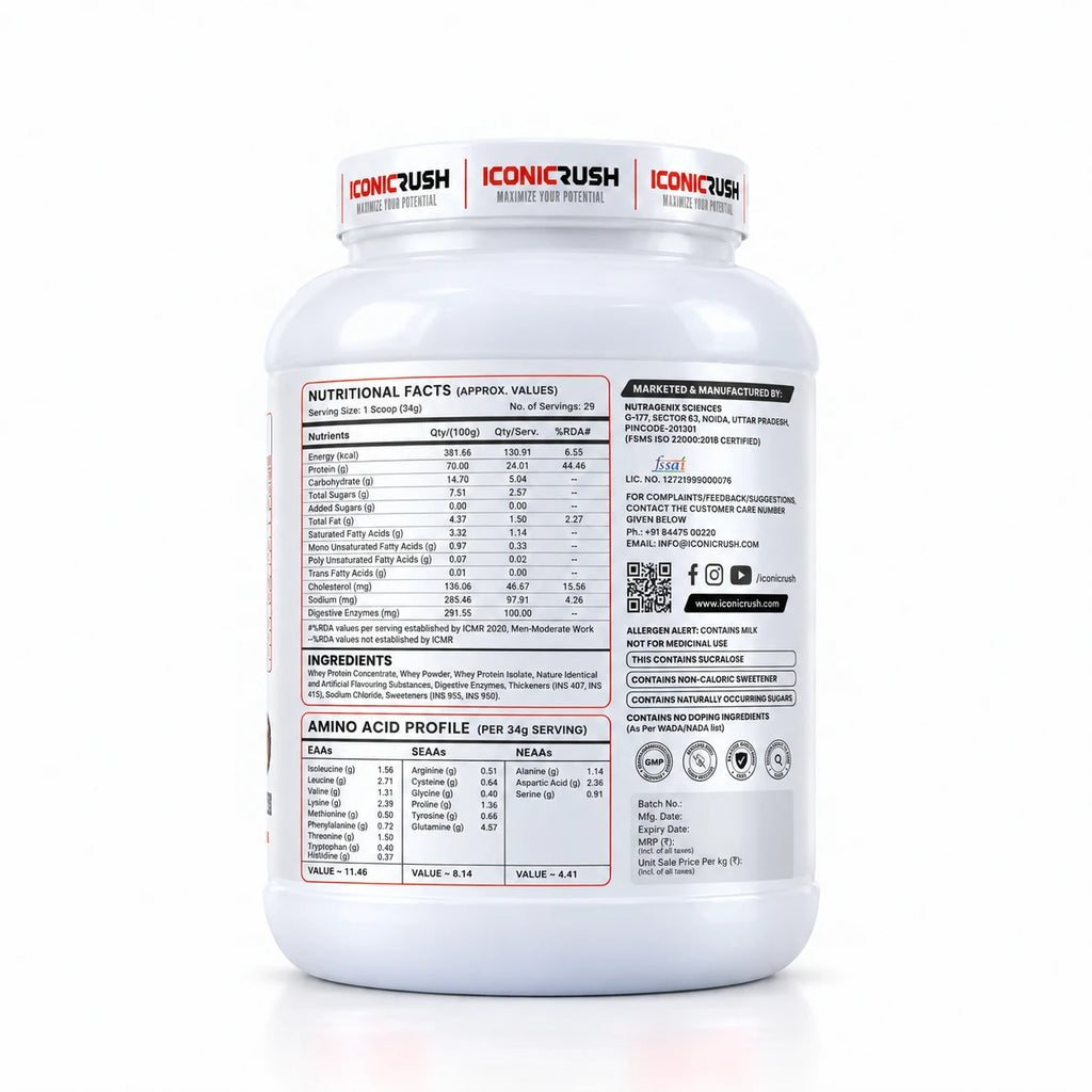 ICONICRUSH-Daily Whey-Cookie Cream Flavour-1Kg